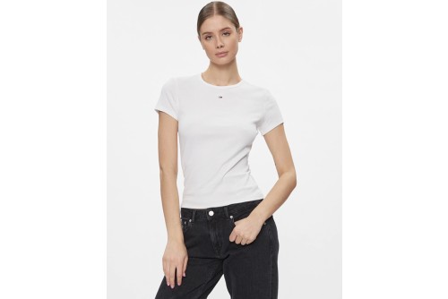 Tommy Jeans Ribbed Slim T-Shirt Γυναικείο (DW0DW17383 YBR)
