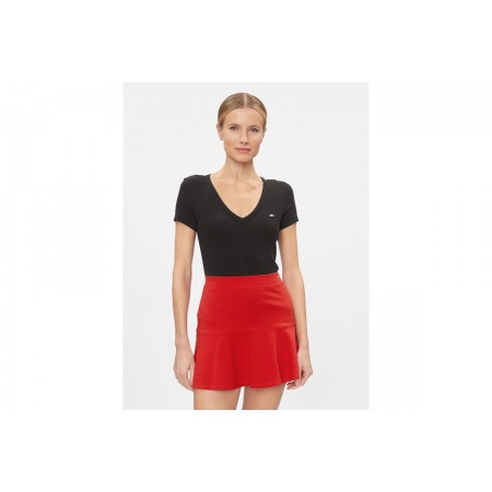 Tommy Jeans Slim Essential Rib V Ss T-Shirt Γυναικείο 