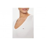 Tommy Jeans Essential Rib Γυναικείο Κοντομάνικο T-Shirt Λευκό