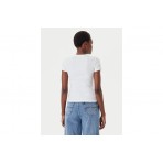 Tommy Jeans Badge Ribbed Γυναικείο Κοντομάνικο T-Shirt Λευκό