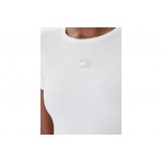 Tommy Jeans Badge Ribbed Γυναικείο Κοντομάνικο T-Shirt Λευκό