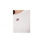 Tommy Jeans Slim Badge Rib Γυναικείο Κοντομάνικο T-Shirt Λευκό