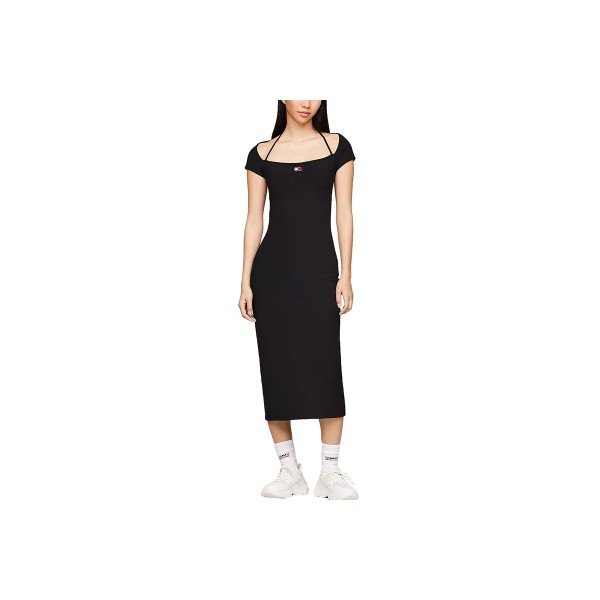 Tommy Jeans Midi Badge Rib Dress Ext Φόρεμα Midi Γυναικείο (DW0DW17943 BDS)