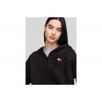 Tommy Jeans Badge Zip Thru Γυναικεία Ζακέτα Με Κουκούλα Μαύρη