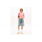 Tommy Jeans Slim Linear Γυναικείο Κοντομάνικο T-Shirt Ροζ