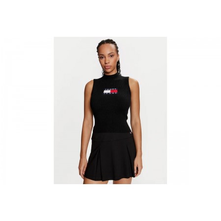 Tommy Jeans Sl Center Flag Mockneck Μπλούζα Αμάνικη Γυναικεία 