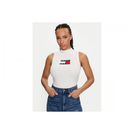 Tommy Jeans Sl Center Flag Mockneck Μπλούζα Αμάνικη Γυναικεία 