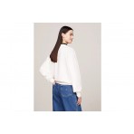 Tommy Jeans Flag Oversize Fit Γυναικεία Μακρυμάνικη Μπλούζα Εκρού