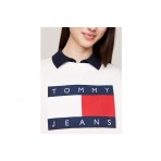 Tommy Jeans Flag Oversize Fit Γυναικεία Μακρυμάνικη Μπλούζα Εκρού