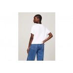 Tommy Jeans Flag Boxy Γυναικείο Κοντομάνικο T-Shirt Εκρού
