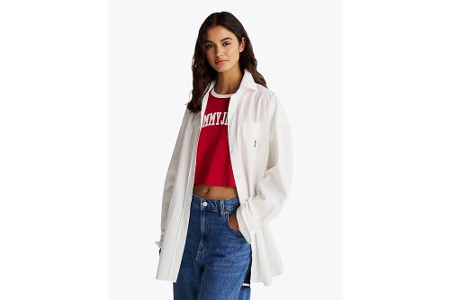 Tommy Jeans Ovs Badge Poplin Shirt Ext Πουκάμισο Μακρυμάνικο Γυναικείο (DW0DW19357 YBL)