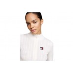 Tommy Jeans Zip-Thru Cable Γυναικεία Ζακέτα Λευκή