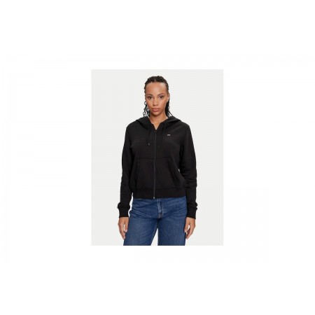 Tommy Jeans Brushed Fleece Γυναικεία Βαμβακερή Ζακέτα με Κουκούλα Μαύρη