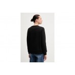 Tommy Jeans Flag Embroidery Fleece Μπλούζα Με Λαιμόκοψη Γυναικεία (DW0DW19959 BDS)