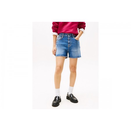 Tommy Jeans Mom Γυναικείο Τζιν Σορτς Μπλε