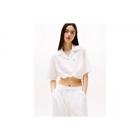 Tommy Jeans Linen Ss Tshirt Πουκάμισο Κοντομάνικο Γυναικείο 