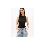 Tommy Jeans Ribbed Slim Halterneck Γυναικεία Αμάνικη Μπλούζα Μαύρη
