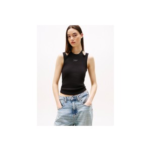 Tommy Jeans Ribbed Slim Halterneck Μπλούζα Αμάνικη Γυναικεία (DW0DW20325 BDS)