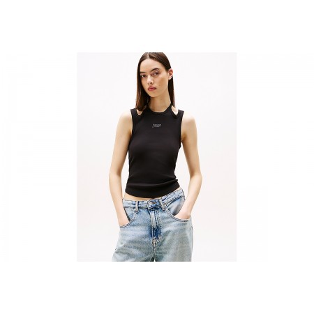 Tommy Jeans Ribbed Slim Halterneck Μπλούζα Αμάνικη Γυναικεία 
