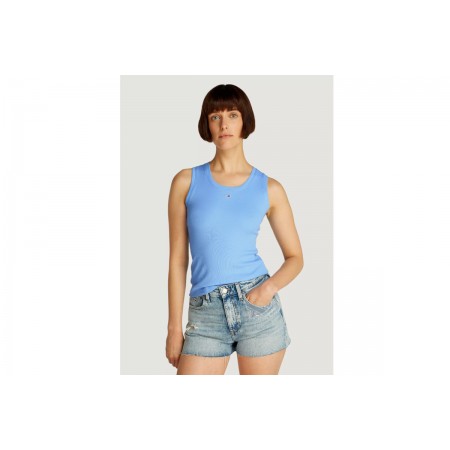 Tommy Jeans Essential Γυναικεία Αμάνικη Μπλούζα Γαλάζια