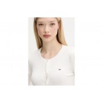 Tommy Jeans Essential Γυναικεία Βαμβακερή Ζακέτα Εκρού