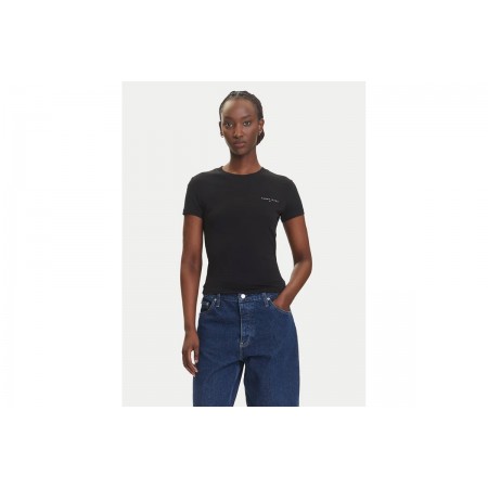 Tommy Jeans Linear Γυναικείο Κοντομάνικο T-Shirt Μαύρο