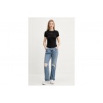 Tommy Jeans Linear Slim Fit Γυναικείο Κοντομάνικο T-Shirt Μαύρο