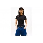 Tommy Jeans Linear Γυναικείο Κοντομάνικο T-Shirt Μαύρο