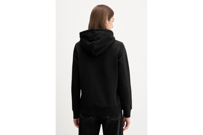 Tommy Jeans Linear Logo Fleece Γυναικείο Φούτερ με Κουκούλα Μαύρο