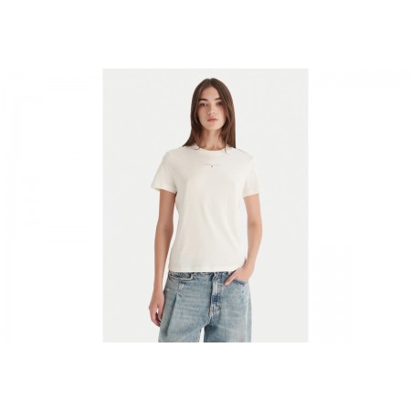 Tommy Jeans Linear Logo Γυναικείο Κοντομάνικο T-Shirt Λευκό
