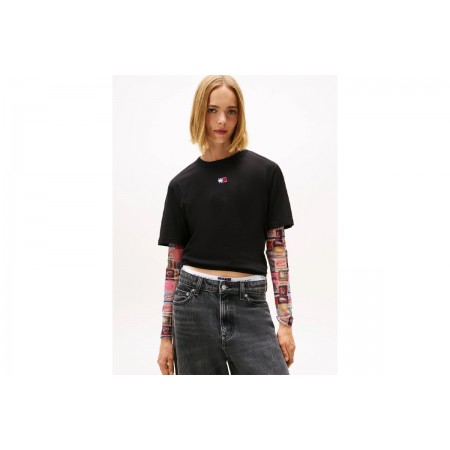 Tommy Jeans Boxy Badge Γυναικείο Κοντομάνικο T-Shirt Μαύρο