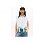 Tommy Jeans Relaxed Fit Tie Front Γυναικείο Αμάνικο Πουκάμισο Γαλάζιο