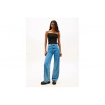 Tommy Jeans Slim Bandeau Rib Γυναικείο Αμάνικο Top Μαύρο