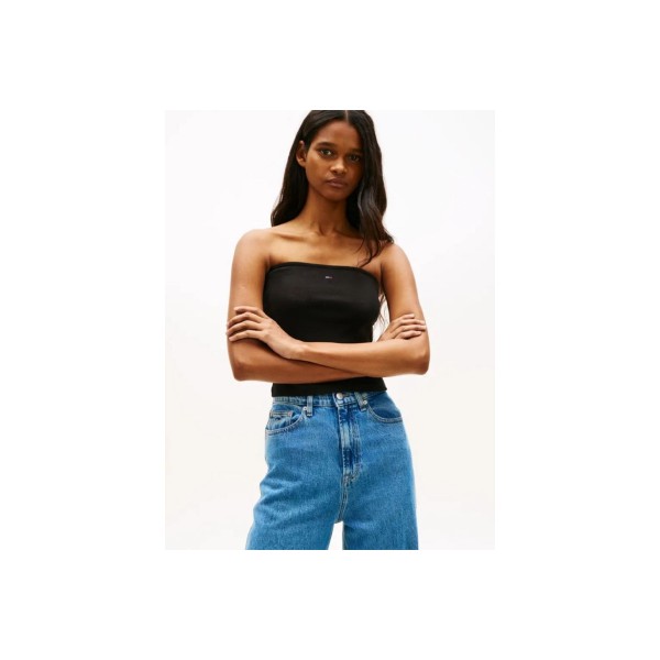 Tommy Jeans Slim Bandeau Rib Top Αμάνικο Γυναικείο (DW0DW22263 BDS)