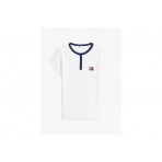 Tommy Jeans Badge Henley Ribbed Γυναικείο Κοντομάνικο T-Shirt Εκρού, Μπλε Σκούρο