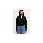 Tommy Jeans Slim S Flag 1-4 Zip Mockneck Γυναικεία Μακρυμάνικη Μπλούζα με Φερμουάρ Μαύρη