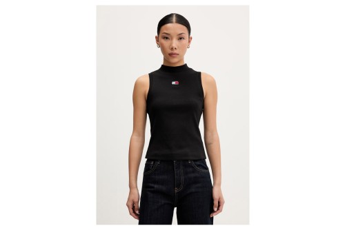 Tommy Jeans Slim Fit Badge Rib Μπλούζα Αμάνικη Γυναικεία (DW0DW23478 BDS)
