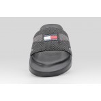 Tommy Jeans Jacquard Strap Ανδρικές Παντόφλες Μαύρες, Ανθρακί