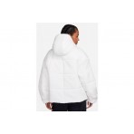 Nike Classic Puffer Γυναικείο Puffer Μπουφάν με Κουκούλα Λευκό