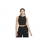 Nike Sportswear Essential Rib Cropped Αμάνικη Μπλούζα Μαύρη