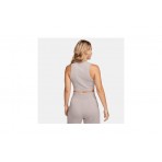 Nike Sportswear Chill Knit Γυναικείο Αμάνικο Crop Top Μπεζ
