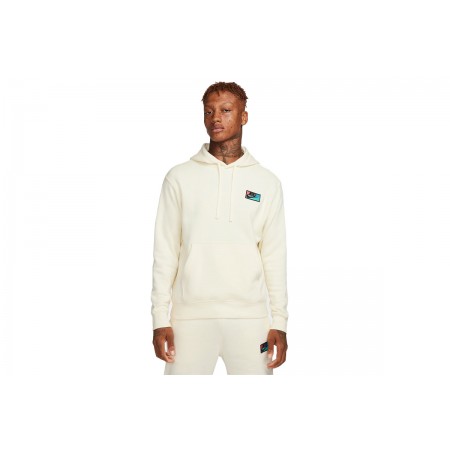 Nike Club Fleece Patch Ανδρικό Φούτερ Με Κουκούλα Εκρού