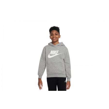Nike Club Fleece Παιδικό Φούτερ Με Κουκούλα Γκρι Ανοιχτό