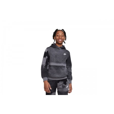 Nike Sportswear Club Fleece Παιδικό Φούτερ Με Κουκούλα Ανθρακί & Μαύρο