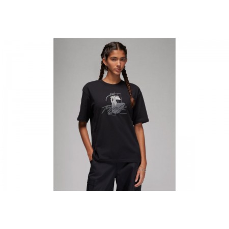 Jordan Graphic Γυναικείο Κοντομάνικο T-Shirt Μαύρο, Γκρι, Λευκό