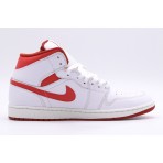 Jordan Air 1 Dune Red Mid Ανδρικά Sneakers Λευκά, Κόκκινα