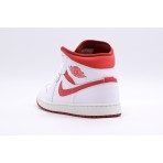 Jordan Air 1 Dune Red Mid Ανδρικά Sneakers Λευκά, Κόκκινα