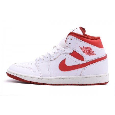Jordan Air 1 Dune Red Mid Ανδρικά Sneakers Λευκά, Κόκκινα