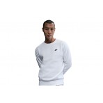 Nike Club Fleece Ανδρική Μακρυμάνικη Μπλούζα Λευκή