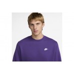 Nike Club Fleece Ανδρική Μακρυμάνικη Μπλούζα Μωβ